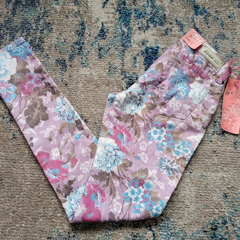 Geso floral lowrise skinny jeans size 3